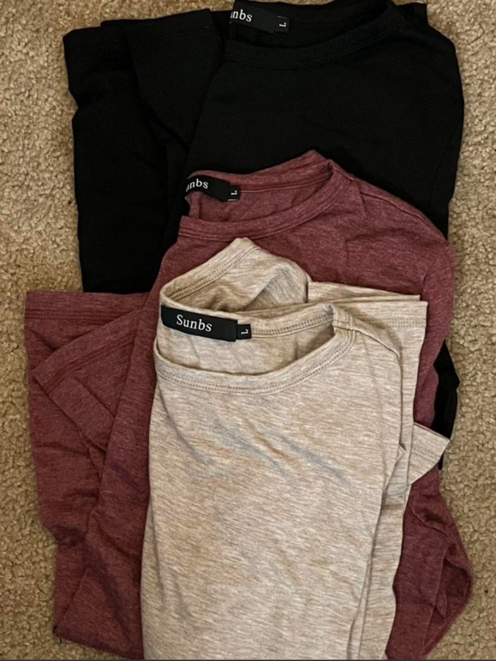 3 Pack Crewneck Bundle - Black, Maroon & Heather Tan